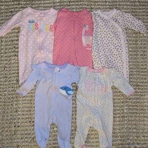 Five 3 Months Footie/Sleeper/Pjs - Carters